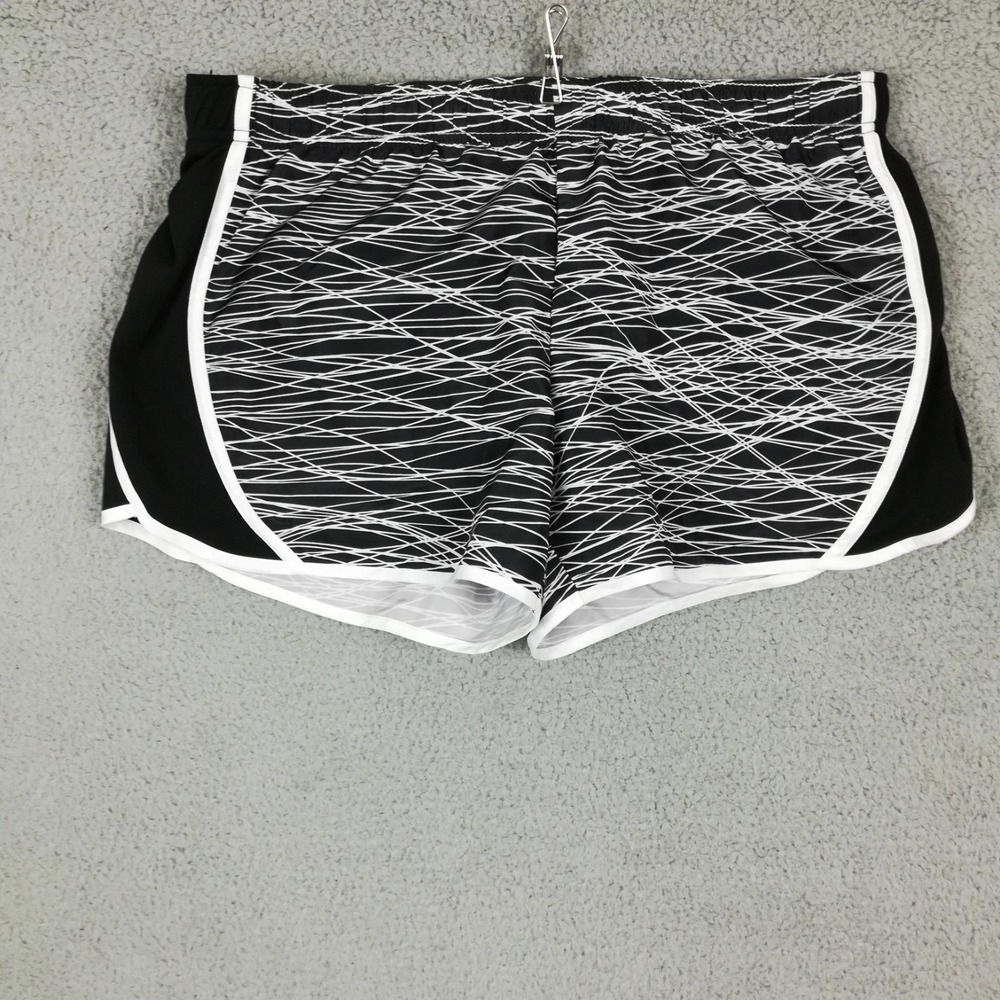 Athletic Works Womens Shorts Running Athletic Lined Black White Abstract Print L